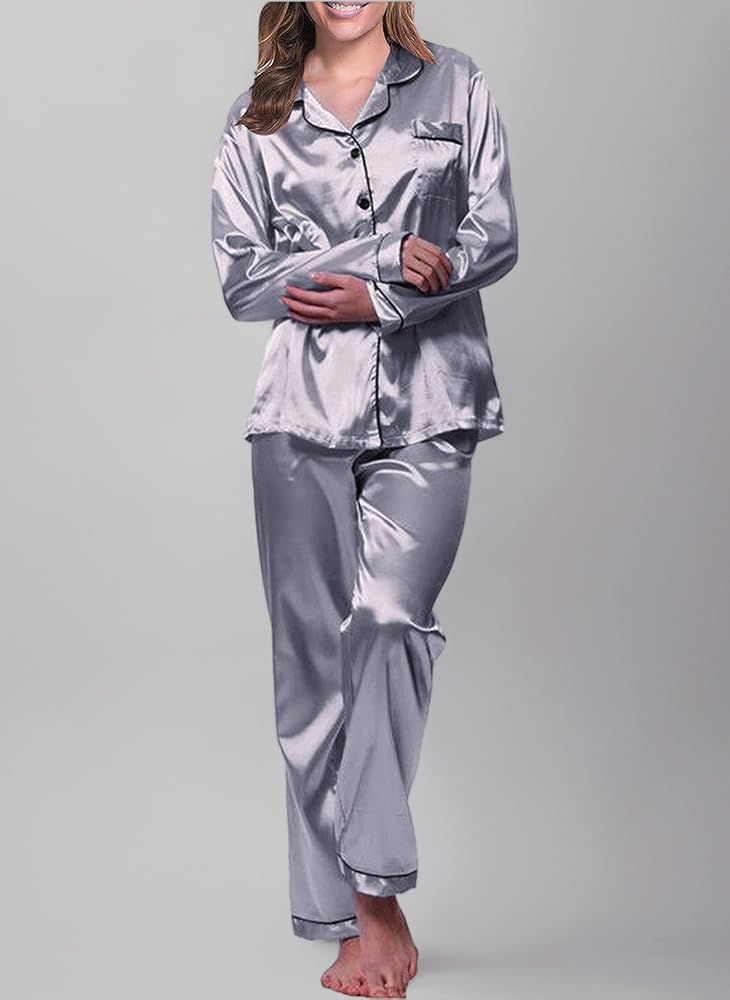 pyjama-en-satin-pour-femme-133rpd-1.jpg Ensemble de Pyjama pour Femme en Satin de Soie à Manches Longues pour Toutes Les Saisons Pyjama en Satin de Soie pour Femme Ensembles de Pyjama à la Maisons : Amazon.fr: Mode – Image 1