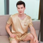 Satin hommes Pyjama ensemble été soie hommes Pyjam... – Grandado