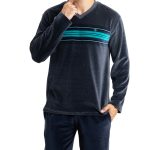 Pyjama homme col V en VELOURS Anthracite F403 – Mariner underwear