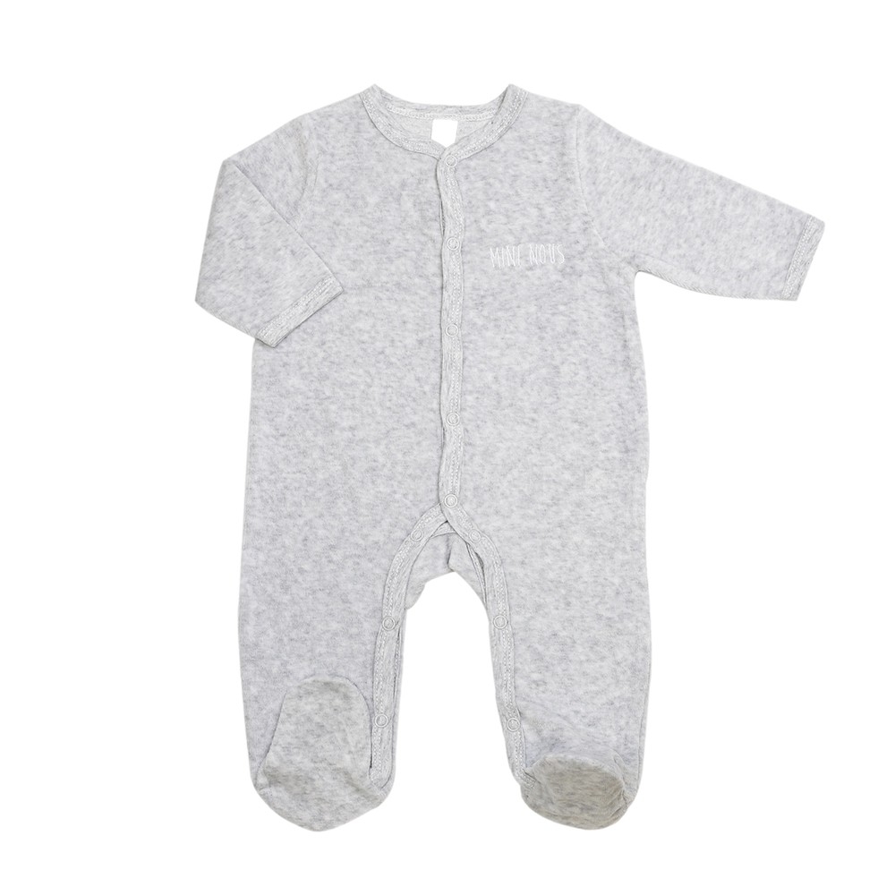 pyjama-en-velours-bebe-274bnm-1.jpg Pyjama velours bébé gris chiné Mini nous – Image 1