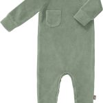 Pyjama bébé avec pieds en coton bio Velours "Vert Forêt"