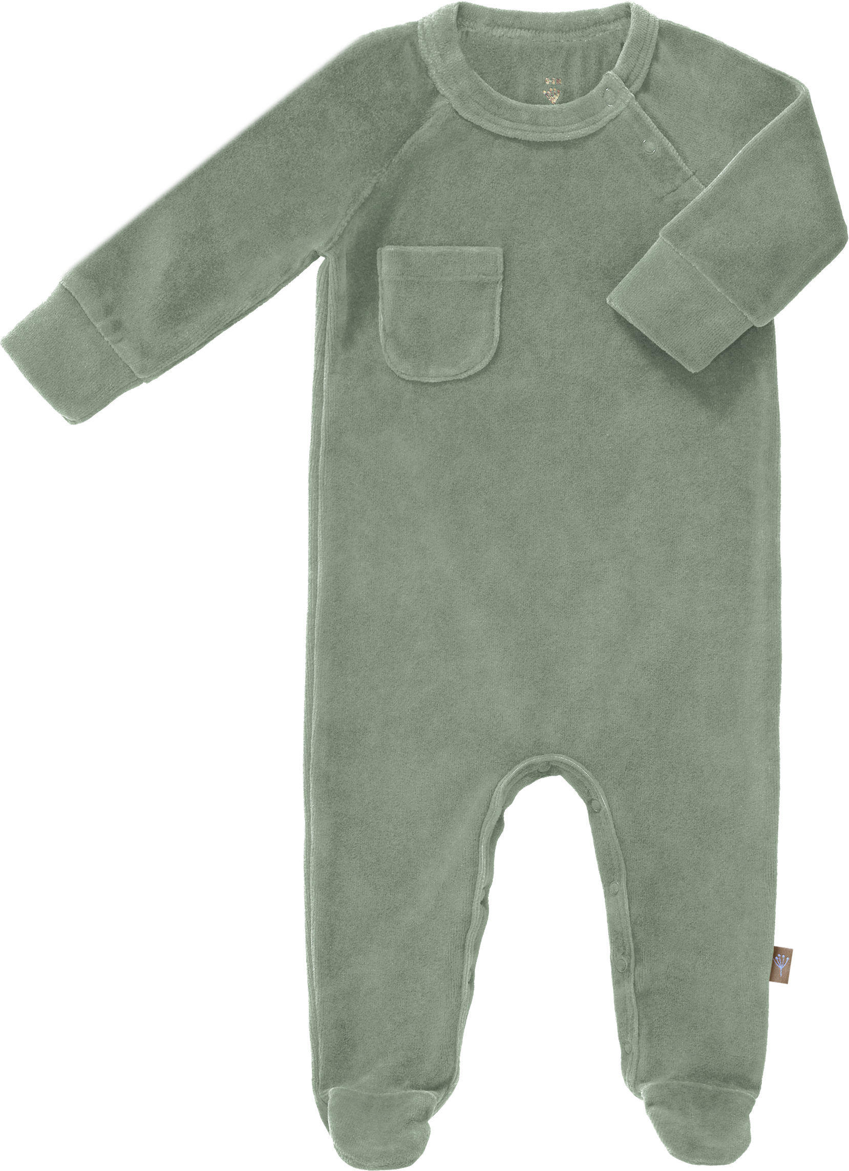 pyjama-en-velours-bebe-971iuf-1.jpg Pyjama bébé avec pieds en coton bio Velours "Vert Forêt" – Image 1