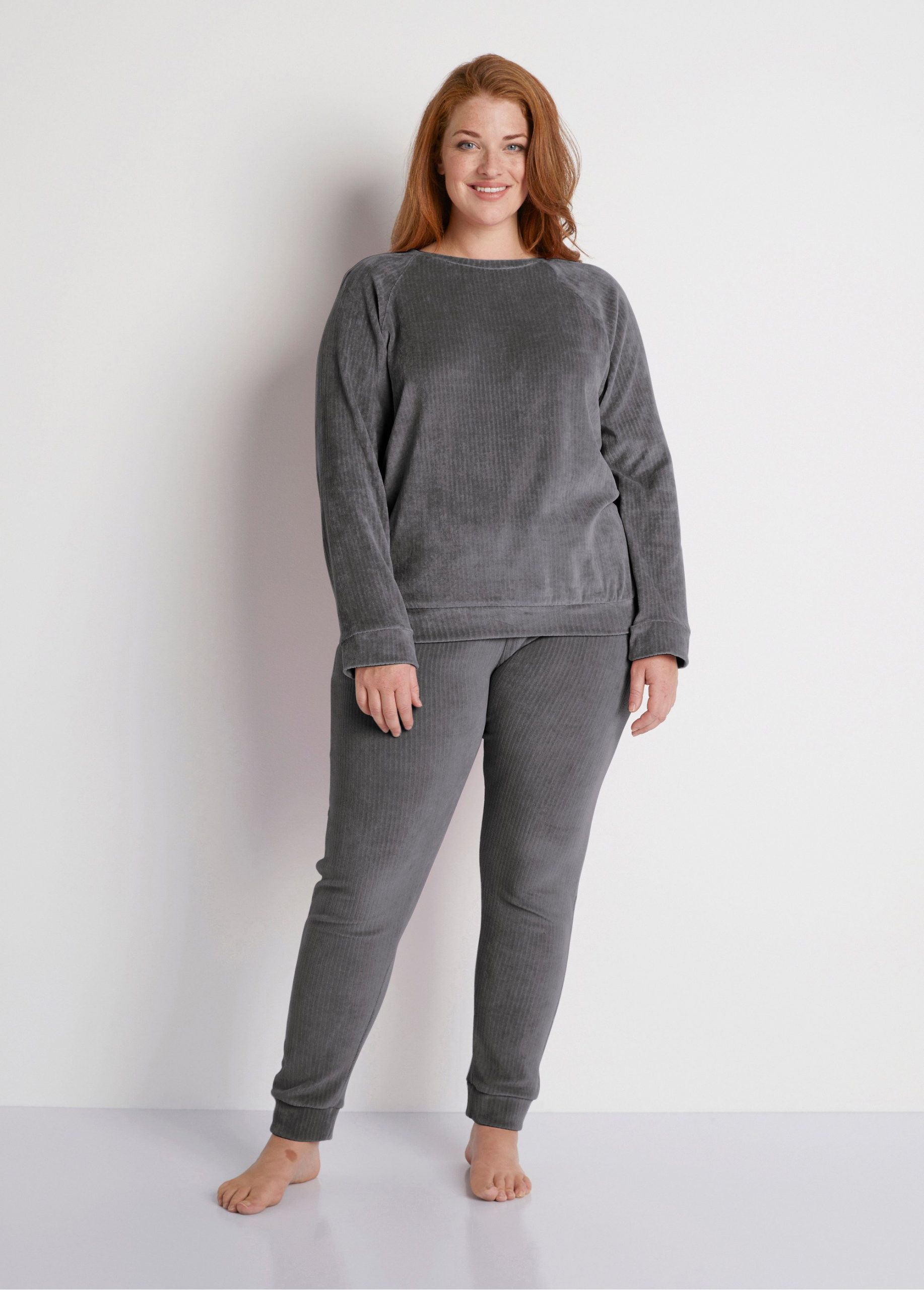 pyjama-en-velours-femme-636huq-1.jpg Pantalon de pyjama en velours côtelé Gris | Afibel – Image 1