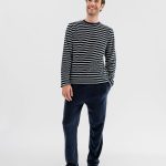 Pyjama en velours avec haut rayé homme