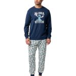 Pyjama velours pantalon top manches longues aloha stitch disney Bleu marine