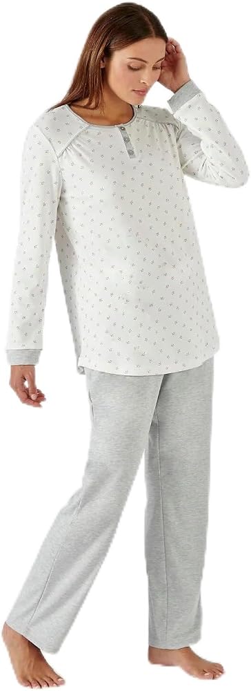 pyjama-femme-damart-148zmj-1.jpg Damart Ensemble de Pyjama pour Femme Manches Longues, Maille Interlock Thermolactyl Haut et Bas de Pyjama Chauds, Moelleux et Confortables ... – Image 1