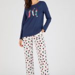 Damart DE NOËL EN PUR PEIGNÉ SET Pyjama Ecru Gifts/bleu ZALANDO.FR
