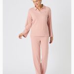 Pyjama thermolactyl en maille côtelée damart Rose
