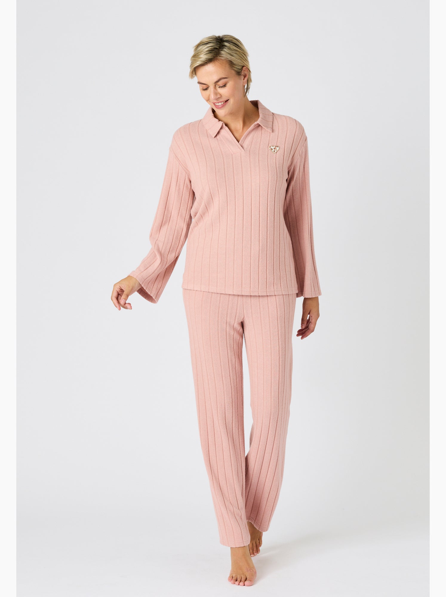 pyjama-femme-damart-388nqe-1.jpg Pyjama thermolactyl en maille côtelée damart Rose – Image 1