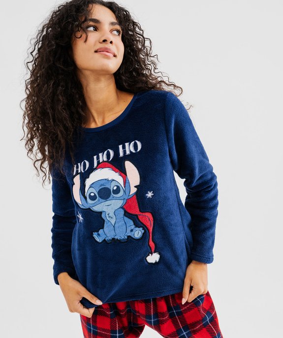 pyjama-femme-disney-583thj-1.jpg Pyjama de Noël chaud motif Stitch femme Disney bleu | GEMO – Image 1