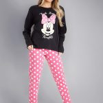 Disney Stitch Pyjama Femme Chaud Vêtements de Nuit Femme et Ado Longues Ensemble Pyjama 2 Pièces Doux et Chaud Idée Cadeau pour Elle (Noir/Rose ...