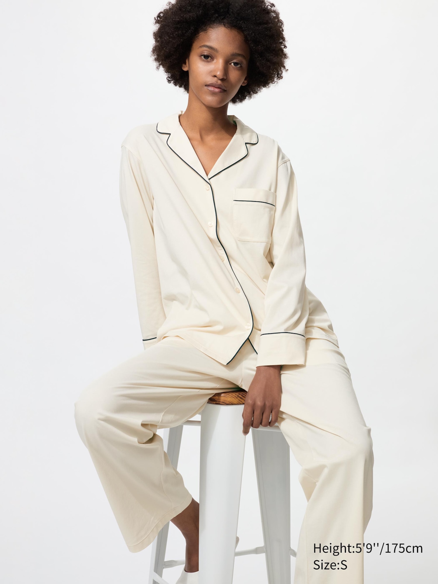 pyjama-femme-en-coton-027gma-1.jpg Pyjama en coton AIRism (Manches longues) pour Femme | UNIQLO FR – Image 1