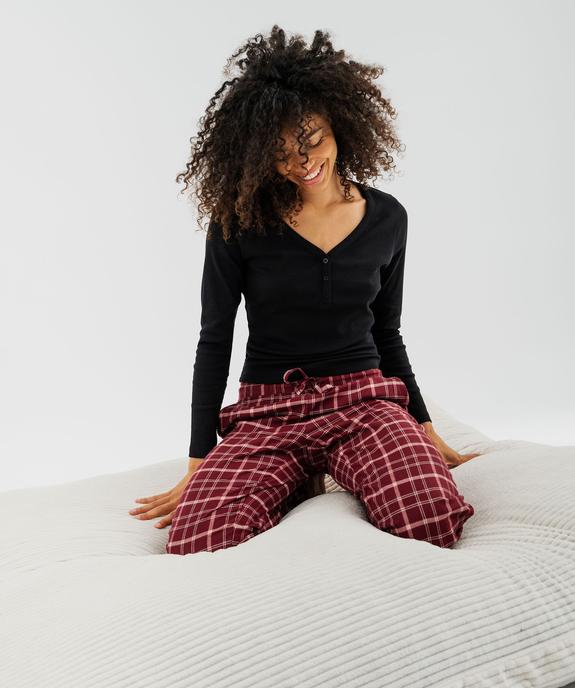 pyjama-femme-en-flanelle-713gir-1.jpg Pantalon de pyjama en flanelle à carreaux et taille élasti... rouge | GEMO – Image 1