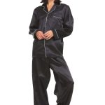Pyjama Femme Satin Soie Ensemble Pyjama Haut et Bas Noir Passepoil Blanc Etsy France