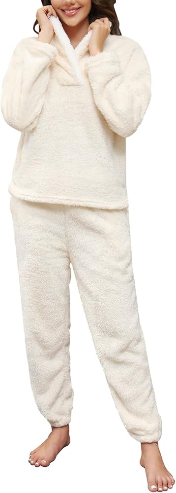 pyjama-femme-pilou-622qyn-1.jpg TOMEEK Pyjama Femme Hiver Pilou Polaire Ensembles de Pyjama Chaud et Doux Combinaison Pyjama Flanelle Loungewear Sleepwear Vêtements de Nuit Cadeau Noel, Beige, Taille S : Amazon.fr: Mode – Image 1