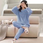 Pyjama pilou pilou bleu femme Chaussette Chausson