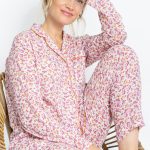 Pyjama femme en coton floral rose⎪Made in France⎪Maison Solfin