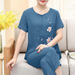 2025 Soldes Ensemble 2 Pièces Coton Lin Été Ensembles de Pyjama Femme Ensemble Grande Taille Haut et Pantalon Décontracté Chic Imprimé Floral Manches Courtes Détente Léger Respirant Pas Cher : Amazon.fr: Mode
