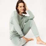 Pyjama en velours côtelé femme vert vif | GEMO