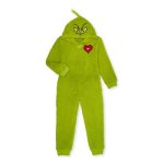 Kid The Grinch One Piece Pajamas Size 4 16 Union Suit Boy Girl Christmas Costume | eBay