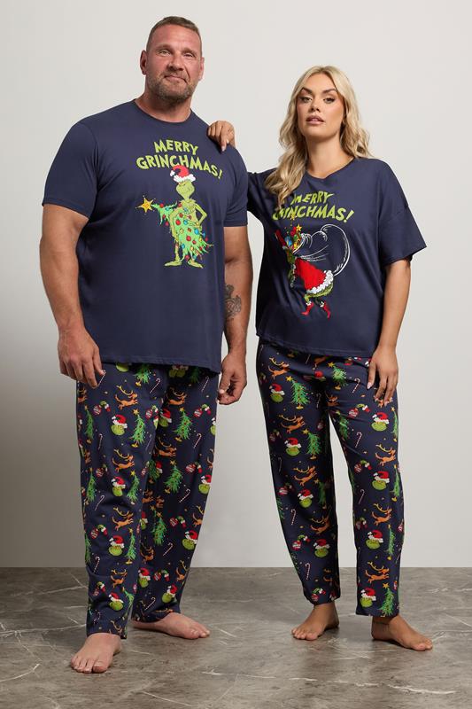 pyjama-grinch-452qqh-1.jpg LIMITED COLLECTION Ensemble de pyjama grande taille bleu marine Le Grinch | Yours Clothing – Image 1