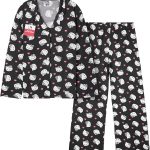 Hello Kitty Sanrio Pyjama Fille et Ado, Ensemble Haut et Bas, Tenue de Nuit Enfant Kawaii, Pyjama Hiver Doux et Confortable (7 8 Ans, Noir Hello ...