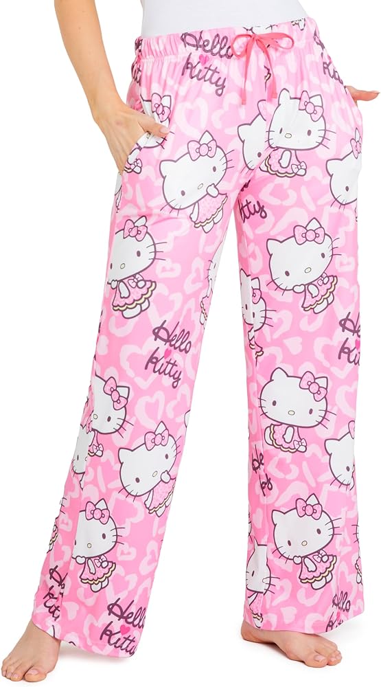 pyjama-hello-kitty-femme-982mmu-1.jpg Hello Kitty Pantalon de Pyjama Femme avec Taille Élastiquée Vêtements de Nuit Femme (L, Rose) : Amazon.fr: Mode – Image 1