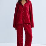 Pyjama en mousseline de coton Rouge foncé/cœurs FEMME | H&M CH