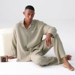 Pyjama homme en gaze de coton beige sable – Robe Gaze de Coton