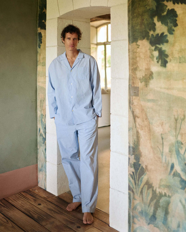 pyjama-homme-coton-800sea-1.jpg Ensemble homme Flaine, coton bio bleu – Image 1