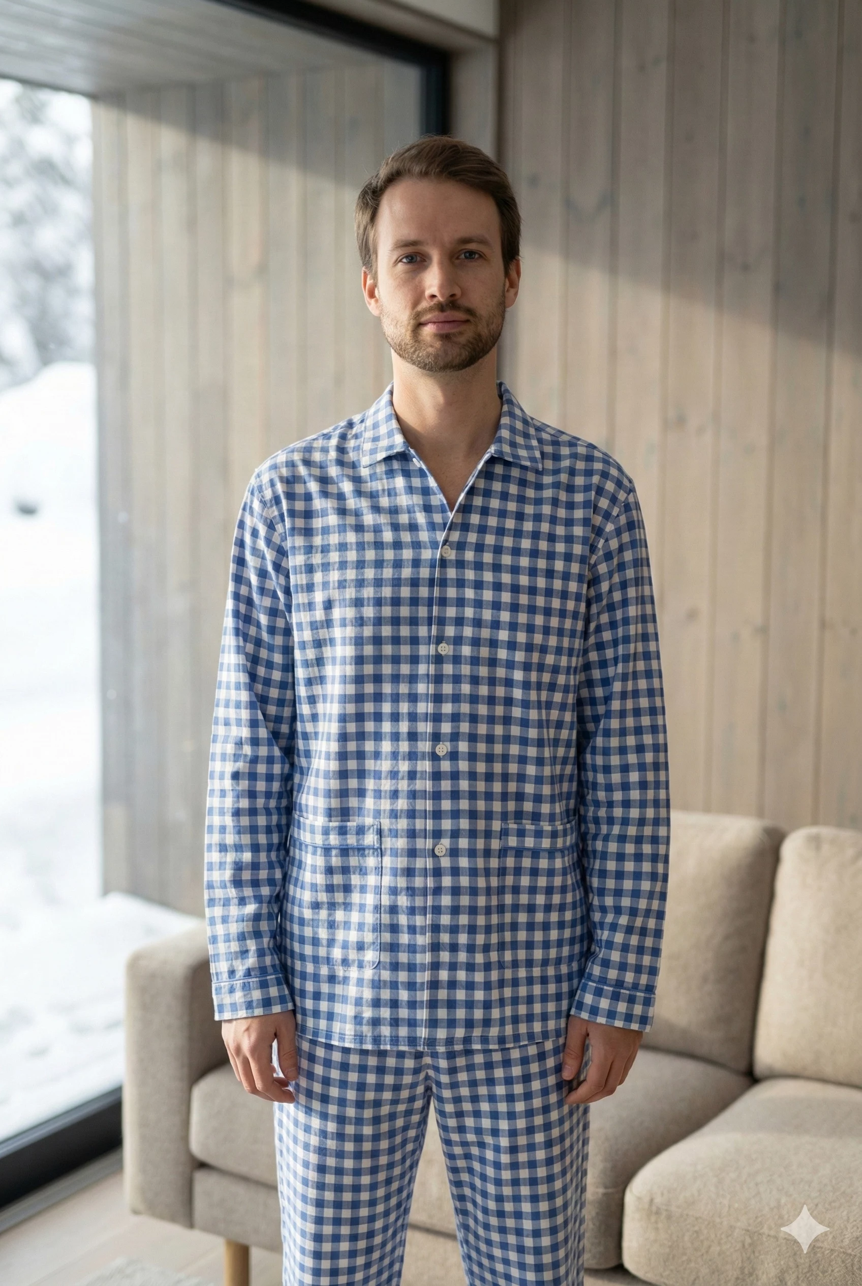 pyjama-homme-en-flanelle-101frm.webp Pyjama Carreaux Bleu Flanelle Homme | Maître Renard – Image 1