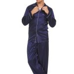 Pyjama Homme Satin Soie Ensemble Pyjama Haut et Bas Marine Passepoil Blanc Etsy France
