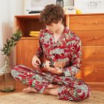Pyjama en soie à manches longues pour homme, pa... – Grandado