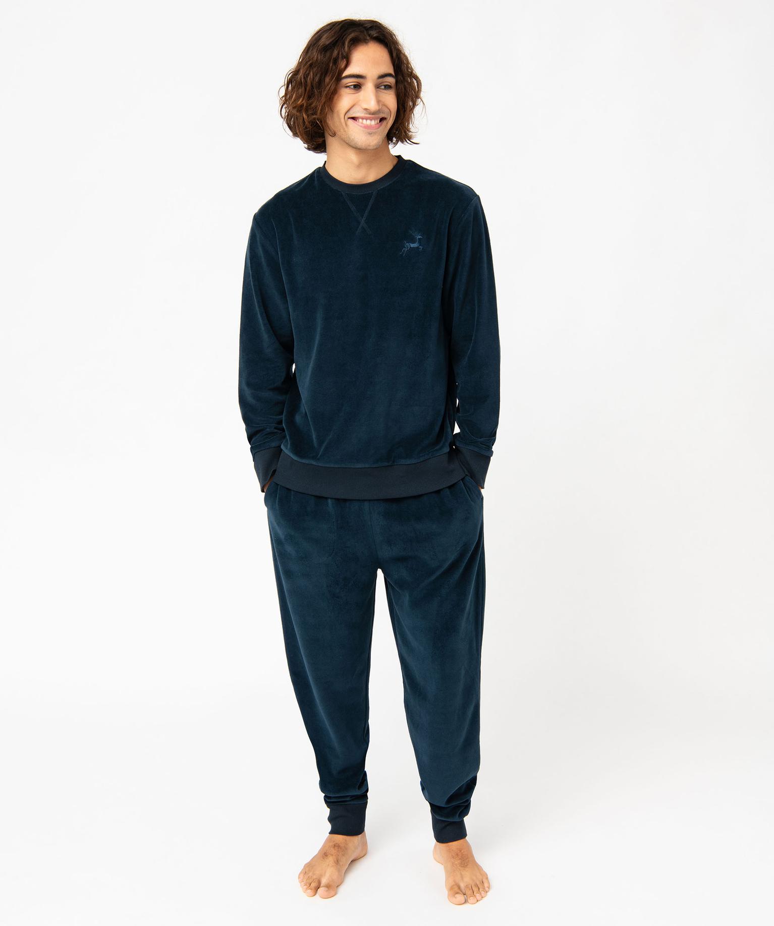 pyjama-homme-en-velours-399tog-1.jpg Pyjama en velours 2 pièces homme navy | GEMO – Image 1