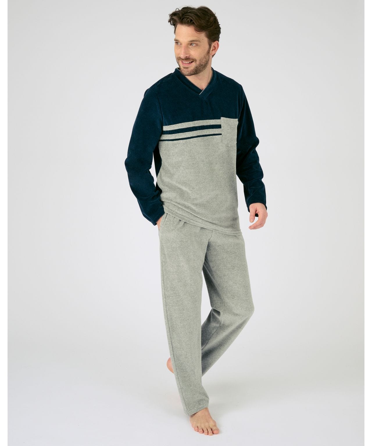 pyjama-homme-en-velours-549hkm-1.jpg Pyjama velours coton mélangé Pyjama Damart.fr – Image 1