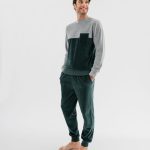 Pyjama en velours bicolore homme vert | GEMO