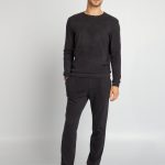 Pyjama long polaire 2 pièces Gris foncé