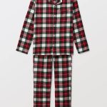 Pyjama chemise manches longues et pantalon gratté en coton BIO GOTS à carreaux ECRU pour homme MONOPRIX