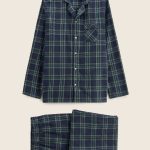Pyjama manches longues et pantalon en flanelle de coton BIO BLEU FONCE pour homme MONOPRIX