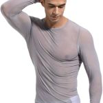 Pyjama sexy transparent à manches longues pour homme T shirt transparent en maille de nylon Pyjama sexy gris Taille S 50 55 kg : Amazon.fr: Mode