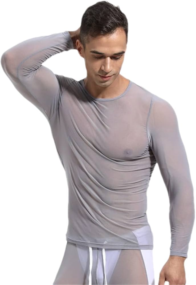pyjama-homme-sexy-471mzi-1.jpg Pyjama sexy transparent à manches longues pour homme T shirt transparent en maille de nylon Pyjama sexy gris Taille S 50 55 kg : Amazon.fr: Mode – Image 1