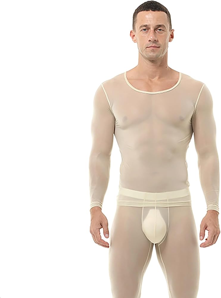 pyjama-homme-sexy-869vrc-1.jpg RUMAOZIA Ensemble de pyjama transparent pour homme en soie glacée Pyjama sexy en maille transparente Haut et pantalon 2 pièces Manches longues Vêtements de nuit, O beige., M : Amazon.fr: Fashion – Image 1