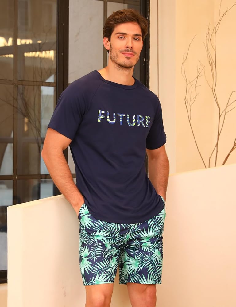 pyjama-homme-short-422vhe-1.jpg Nieery Pyjama Homme Court Coton été Ensembles de Pyjama Homme Pyjashort Ensemble Pijamas à Manches Courtes Ensemble Court : Amazon.fr: Mode – Image 1