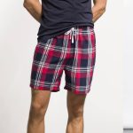 SF Men SF082 Rouge / Carreaux Marine Short de pyjama homme