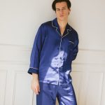 CLASSIQUE Chemise de pyjama Homme en soie bleue 19 mommes