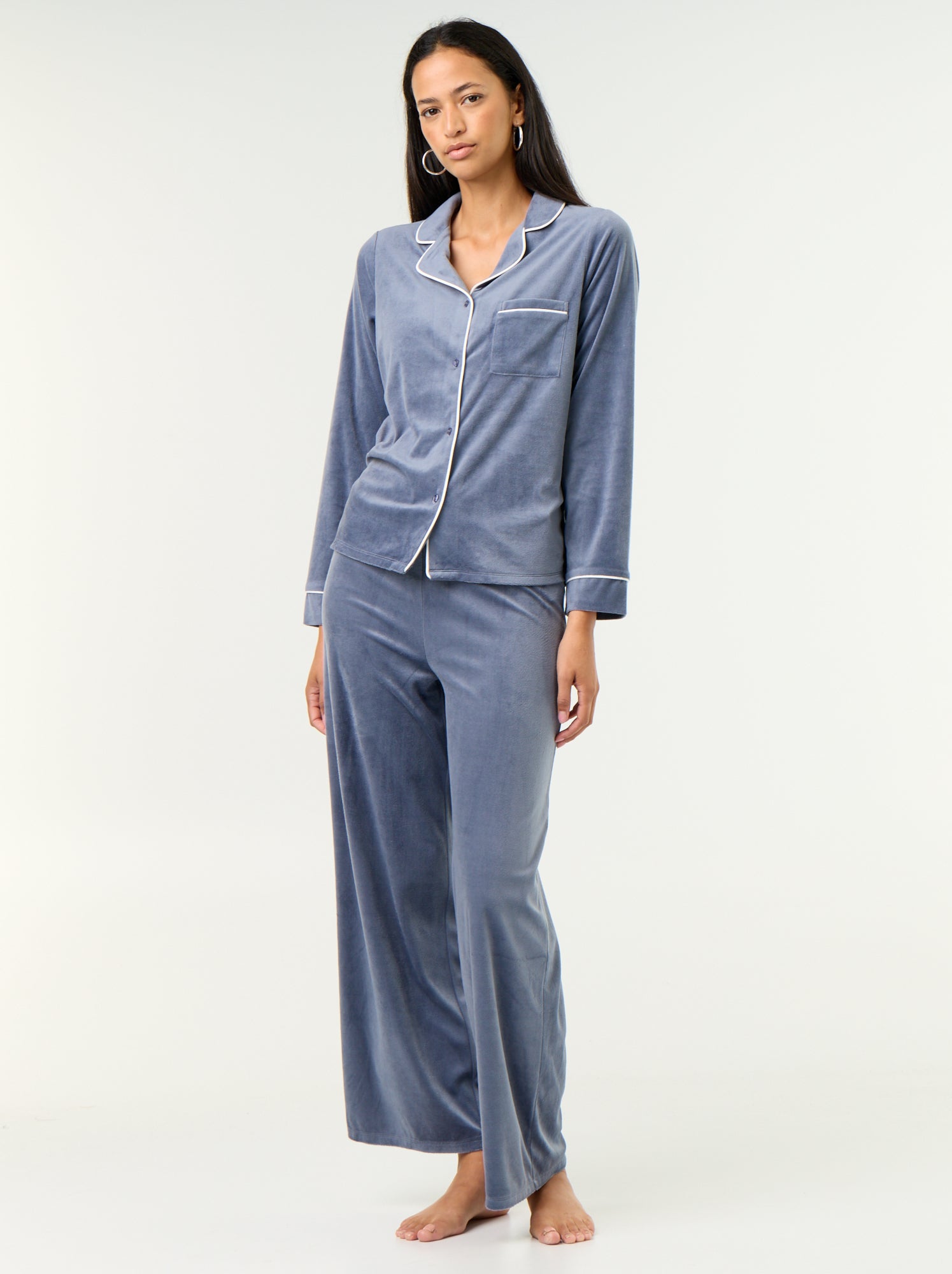 pyjama-kiabi-367xlv-1.jpg Ensemble pyjama 2 pièces Chemisier + pantalon Gris – Image 1