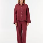 Pyjama 2 pièces en gaze de coton Rouge