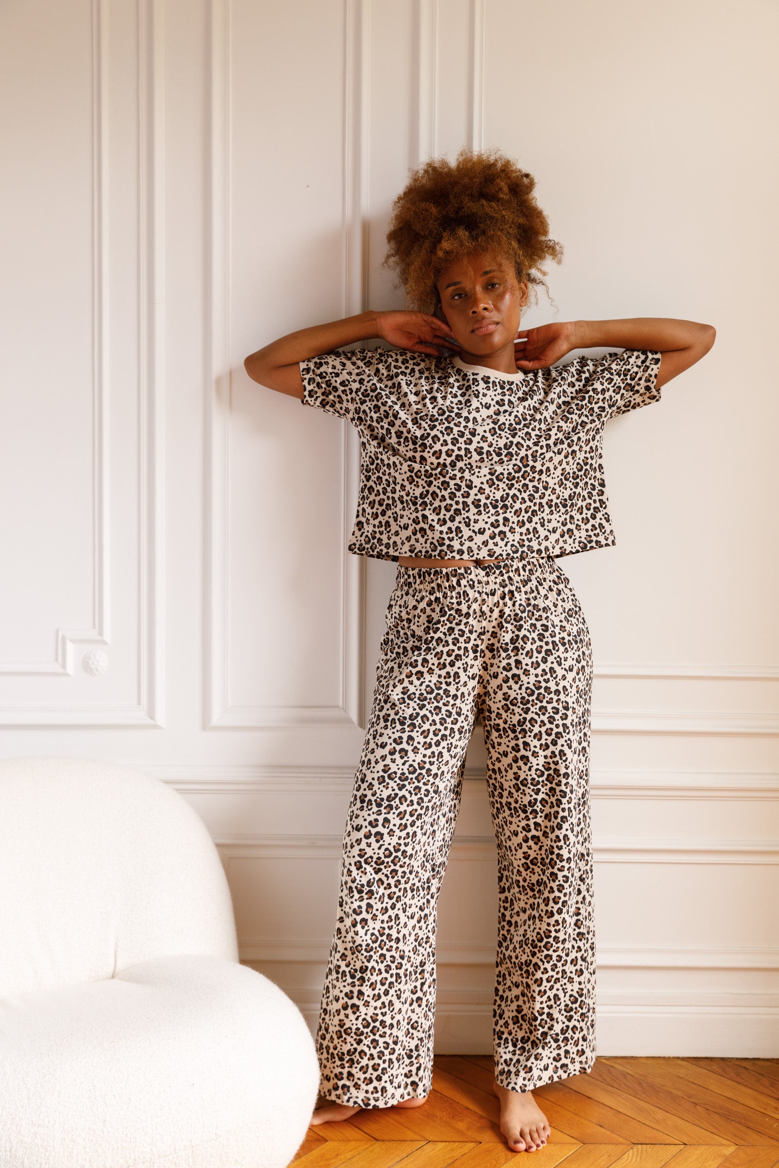 pyjama-leopard-018bhx-1.jpg Pyjama long Coton BIO Léopard Beige XS – Image 1