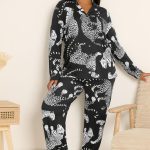 Pyjama doux au toucher léopard noir grande taille YOURS | Yours Clothing