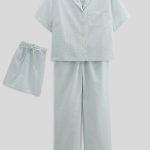 Pyjama manches courtes rayé en coton BIO BLEU CLAIR pour femme MONOPRIX